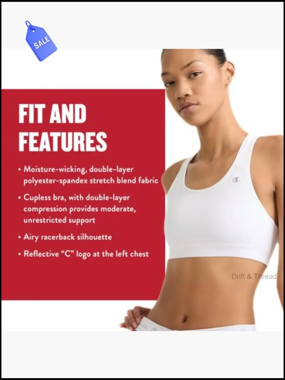 High-Impact Compression Sports Bra Moisture-Wicking Racerback